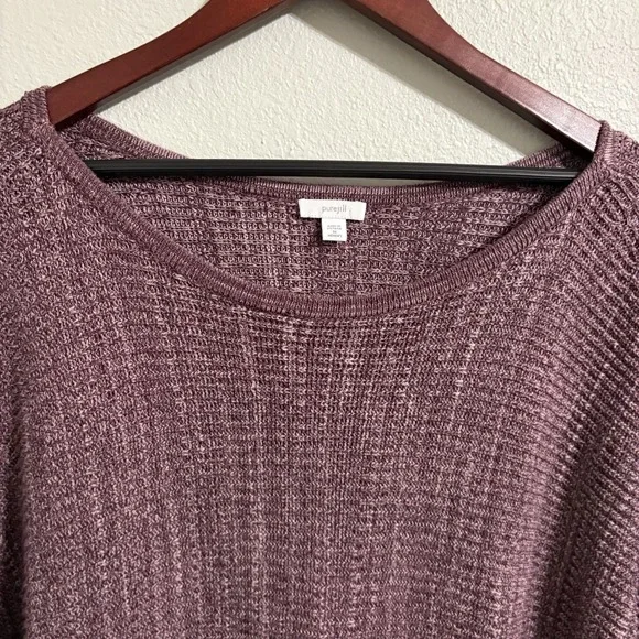 Pure Jill Sweater Women XL Mauve Textured Knit Cotton Blend Oversized Cozy - Picture 4 of 12